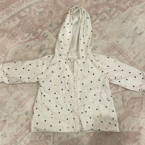 miles Other - Miles Raincoat in white black and mustard yellow confetti pieces